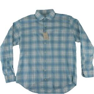 Peter Millar Summer Soft Button Up Shirt Mens XL Blue Cotton $160‎